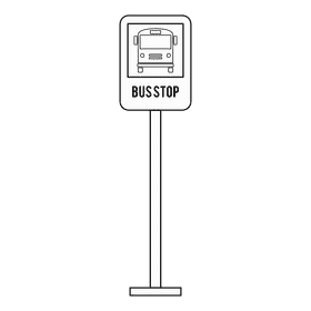Bus Stop Rectangle Sign black and white clipart