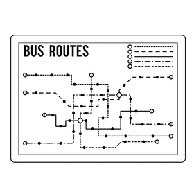 Bus Stop Route Map black and white clipart