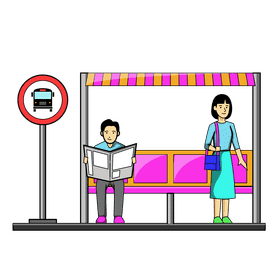 Bus Stop Waiting clipart