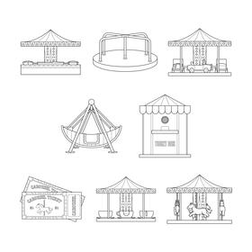 Carousel  Set black and white vector
