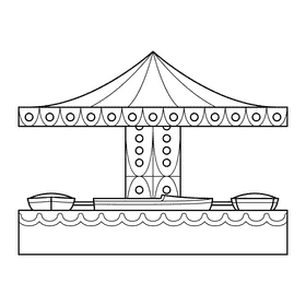 Carousel Boat black and white clipart