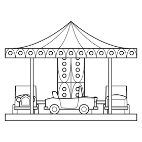 Carousel Cars black and white clipart