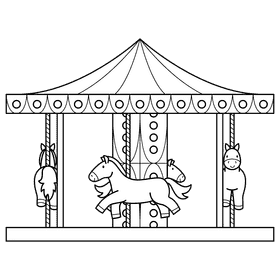 Carousel Horse Ride black and white clipart
