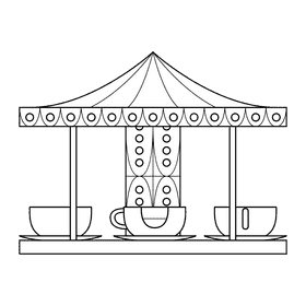 Carousel Tea Cup black and white clipart