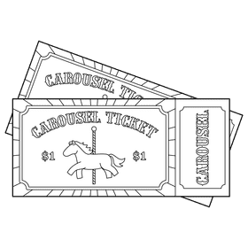 Carousel Ticket black and white clipart