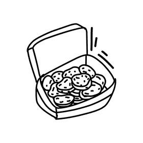 Chicken Nugget Boxed black and white clipart