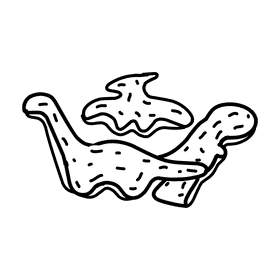 Chicken Nugget Dino black and white clipart