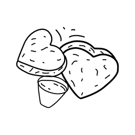 Chicken Nugget Heart black and white clipart