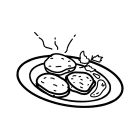 Chicken Nugget Plate black and white clipart