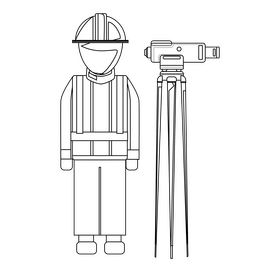 Surveyor drawing black and white clipart