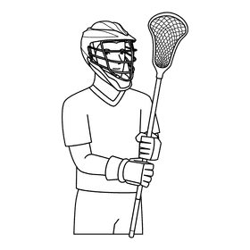 Lacrosse Player Man black and white clipart
