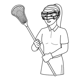Lacrosse Player Woman black and white clipart