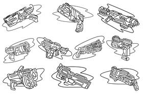 Nerf gun set black and white vector