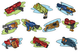 Nerf gun set vector