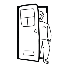 Open door enter house black and white clipart