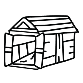 Open door farm black and white clipart
