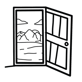 Open door nature black and white clipart