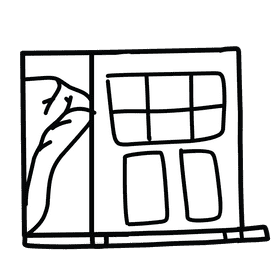 Open door slide black and white clipart