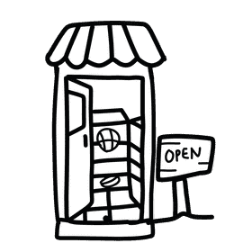 Open door store black and white clipart