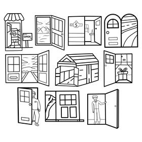 Open Door Set black and white vector