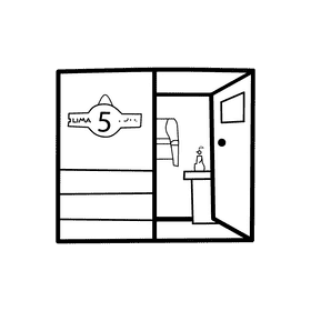 Open door Classroom black and white clipart