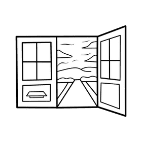 Open door Double Door black and white clipart