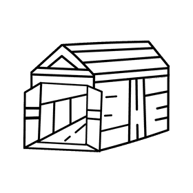 Open door Farm black and white clipart