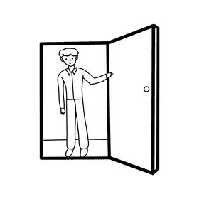 Open door Guest black and white clipart