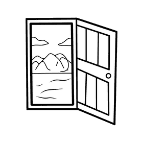 Open door Nature black and white clipart