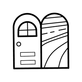 Open door Round Door black and white clipart