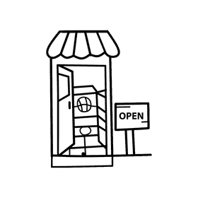 Open door Store black and white clipart