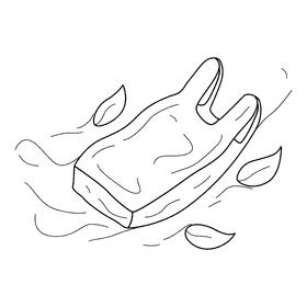 Plastic Bag Flying black and white clipart