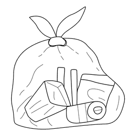Plastic Bag Wrapped black and white clipart