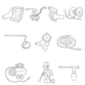 Pressure washer set black and white vector