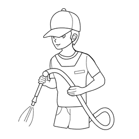 Pressure washer cleaner black and white clipart