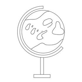 Earth globe drawing black and white clipart