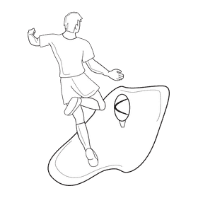 Rugby Kick black and white clipart