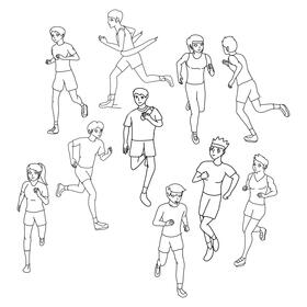 Runner Set black and white vector