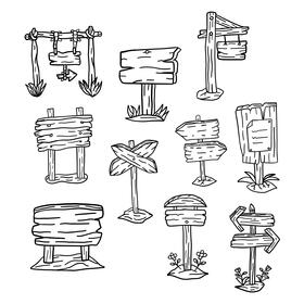 Sign Wood black and white vector
