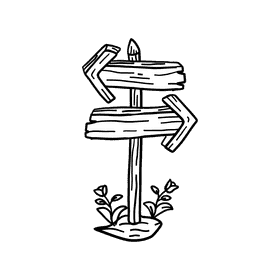 Sign Wood Double Arrow black and white clipart