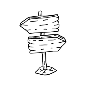 Sign Wood Double Direction black and white clipart