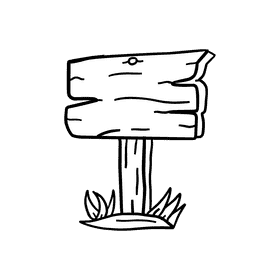 Sign Wood Single black and white clipart