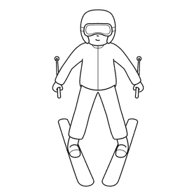 Skiing Braking black and white clipart