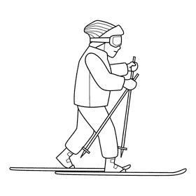 Skiing Cross Country black and white clipart