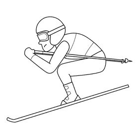 Skiing Downhill black and white clipart