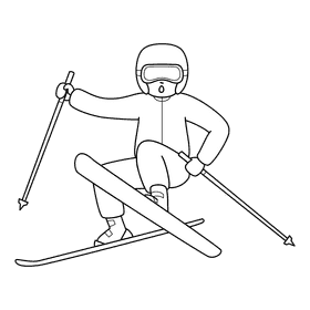 Skiing Fall black and white clipart
