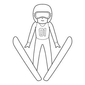 Skiing Jumping black and white clipart