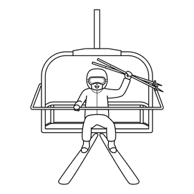 Skiing Ski Lift black and white clipart