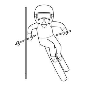 Skiing Slalom black and white clipart
