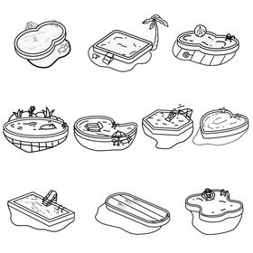 Swimming pool set black and white vector